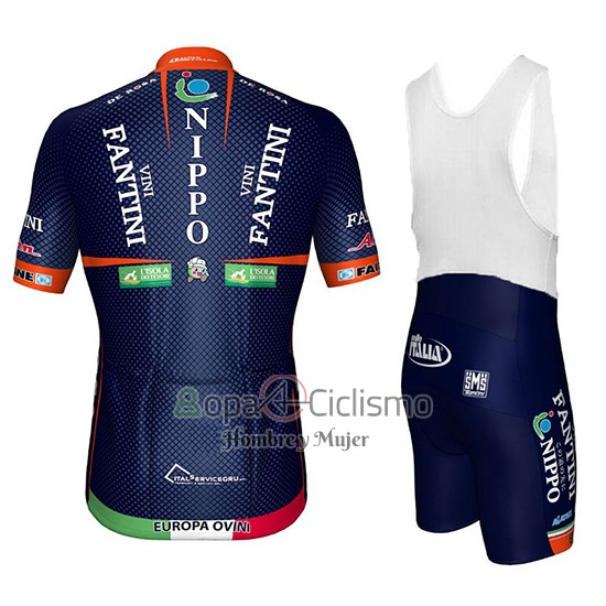 Nippo Vini Fantini Ropa Ciclismo Culotte Corto 2018 Hombre Mangas Cortas APagado Azul